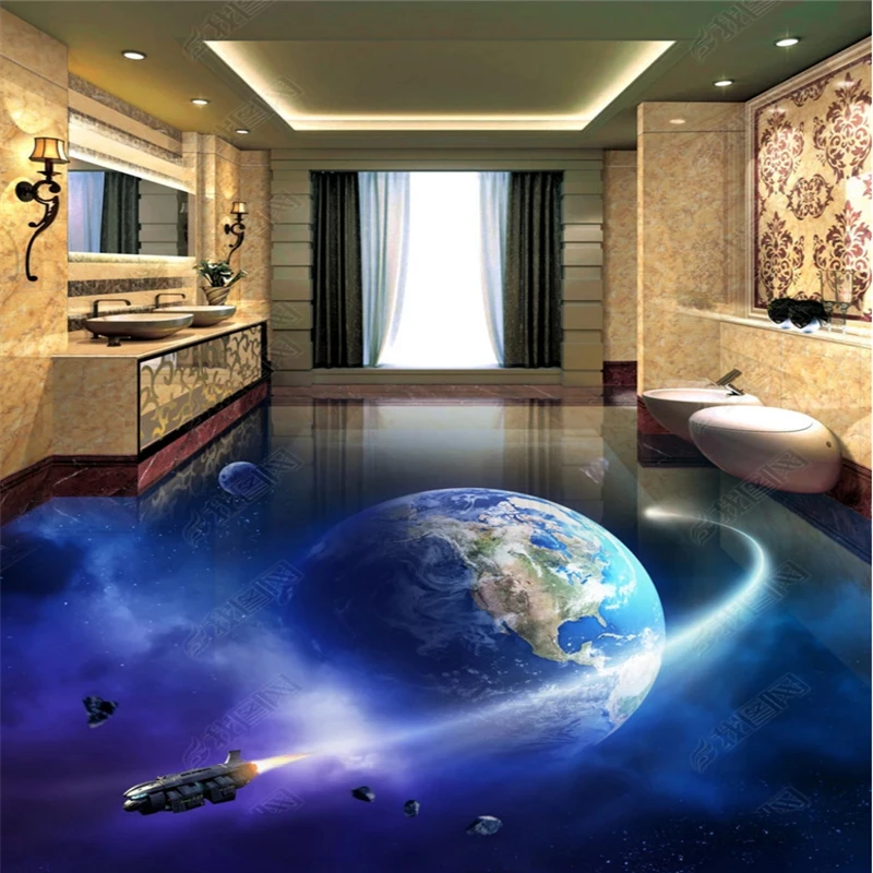 

beibehang Classic three-dimensional decorative painting modern papel de parede 3d wallpaper earth 3D bathroom living room floor