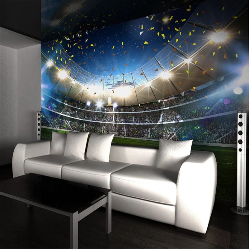 Foto personalizada papel de parede mural hd campo de futebol 3d adesivo de parede alta definição pano de fundo pintura decorativa para decoração de casa