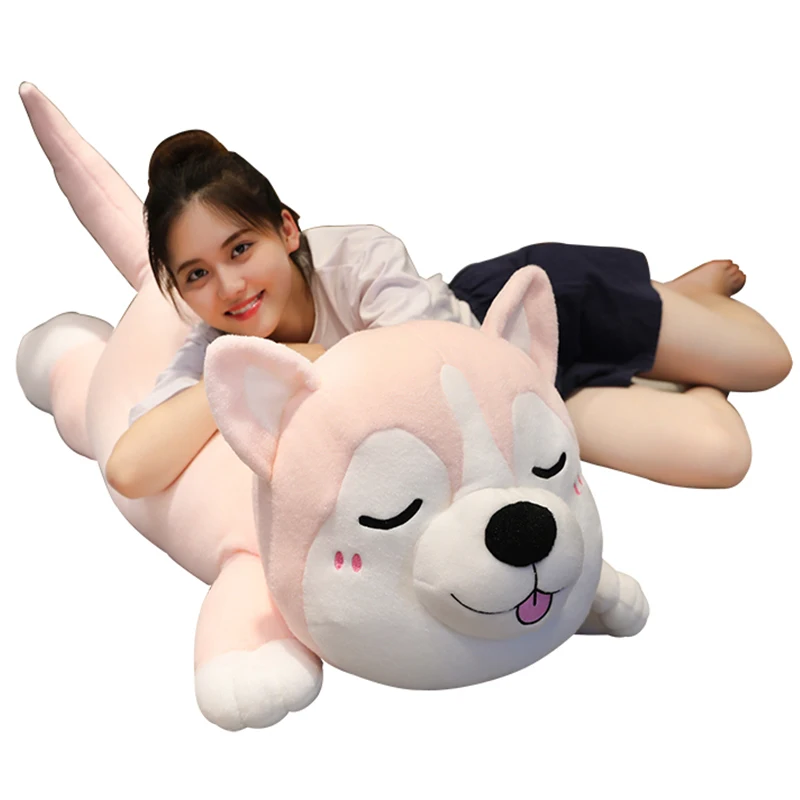 

80/120/150CM extra large husky stuffed animal plush toy kneeling pillow cute Shiba Inu dog birthday gift