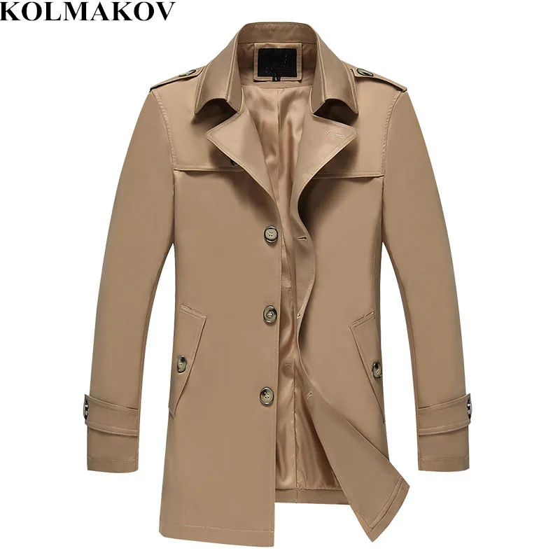 

KOLMAKOV 2022 Men's Trench Coat Men Fashion Jackets Coats Mens Windbreaker Slim High Quality Khaki Casual Outerwear M-4XL