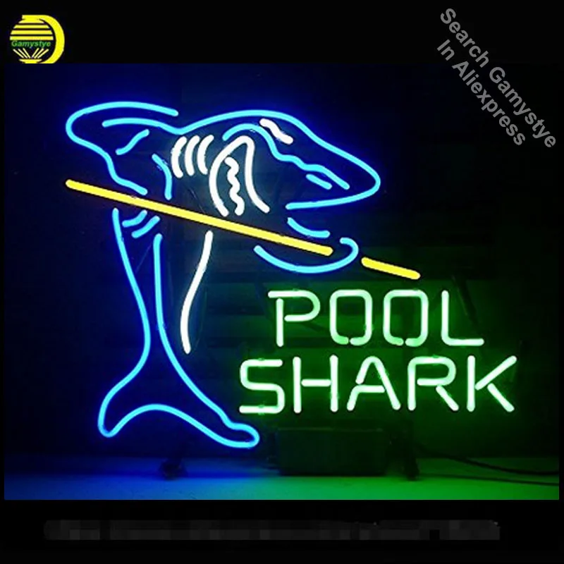 Pool Shar Neon Sign Handmade Glass Tubes neon art for sale Guarantee Decor neon lights vintage Lamps Recreation Room Iconic Sign