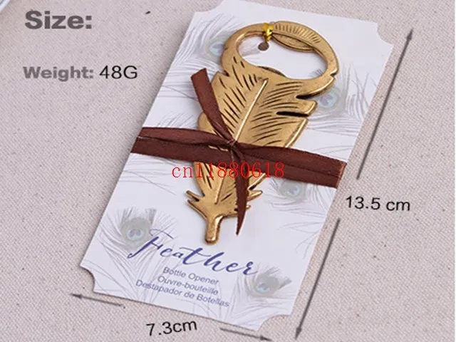 500pcs/lot Free Shipping Wedding souvenirs festive party supplies event birthday vintage feather wine bottle opener gift favors