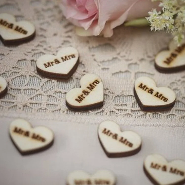 

Wedding Table Decorations Wooden Heart Mr & Mrs 250pcs