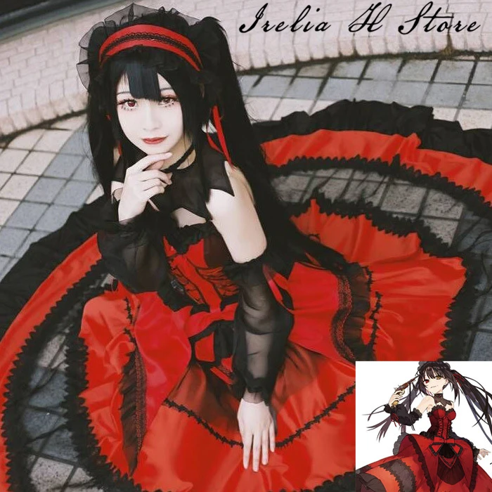 Ireliza H Store kostum Cosplay Kurumi, gaun cosplay Anime a Live dapat dibuat sesuai pesanan