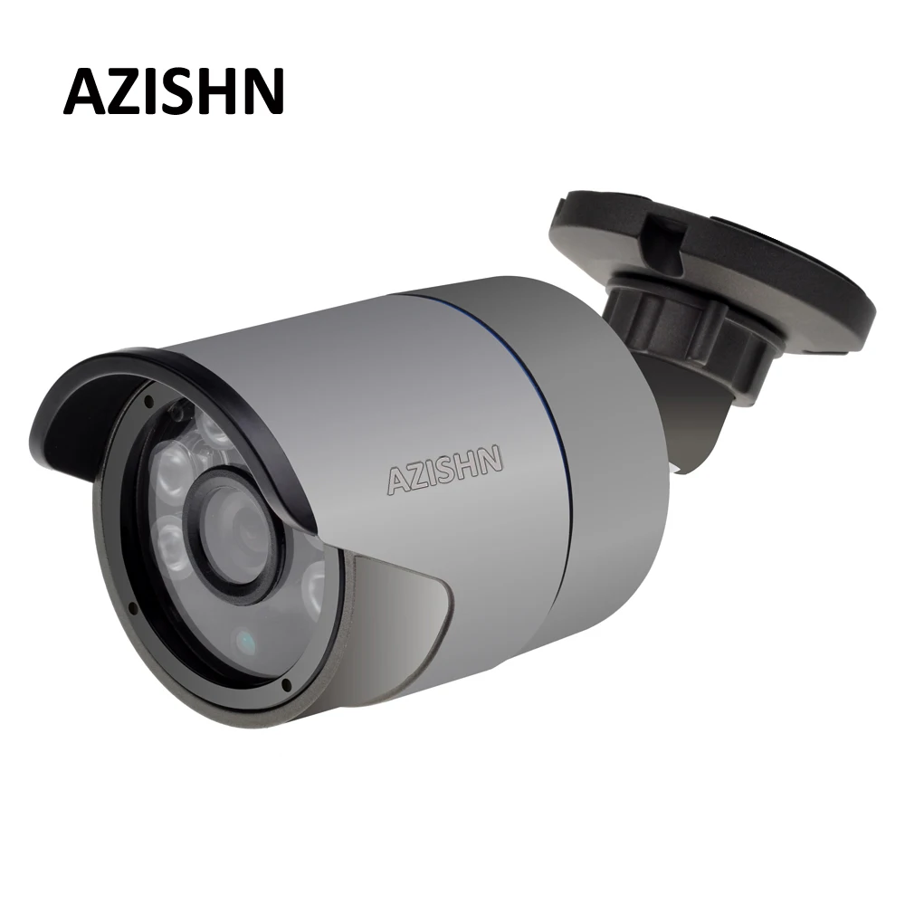 

AZISHN H.265/H.264 5MP 2880*1616 IP Camera Surveillance Bullet Camera 6 Array IR LEDS IP66 metal waterproof CCTV DC 12V/48V PoE