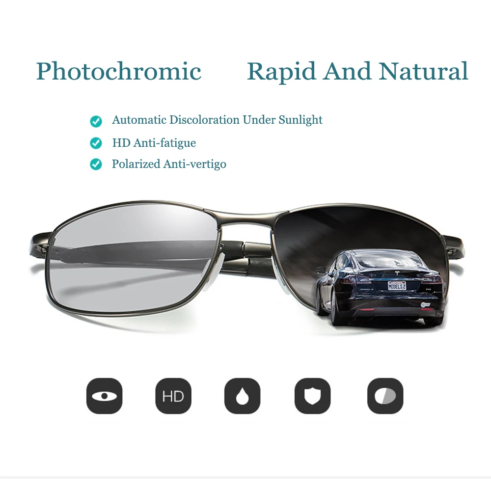 Oculos Masculino Photochromic Polarized Prescription Sunglasses Custom Made Myopia Minus Lens -1 -1.5 -2 -2.5 -3 -3.5 -4 To -6