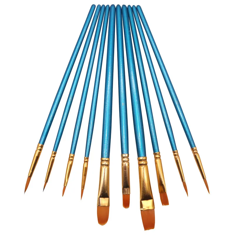 10 Pcs/lot Paint Brush Pearly blue Brush Nylon Hair Combination Watercolor Brush Art Tool Set Professional Painting pen