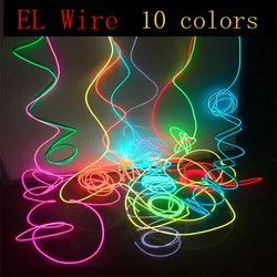 EL Wire 1/2/3/5/10Meter Rope Tube Cable DIY Led Strip String Lights flessibile Neon Glow Light per la decorazione della danza del partito