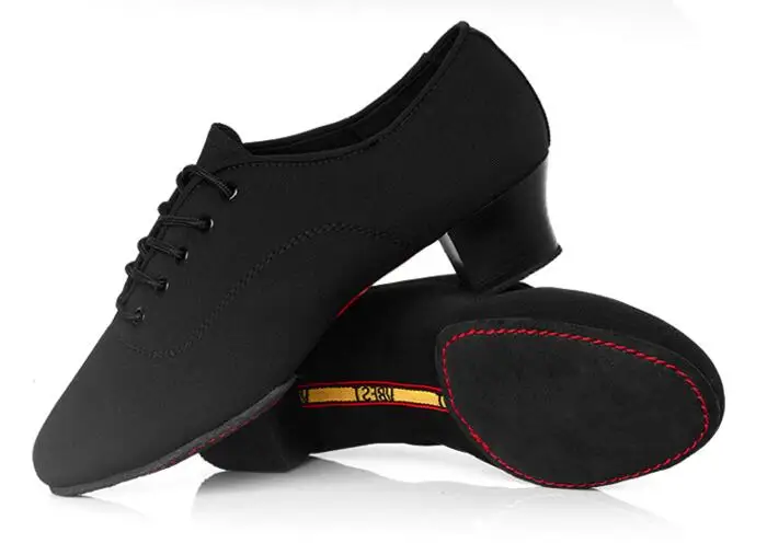 Professional Men\'s Black Genuine Cow Leather/Canvas Ballroom / Tango / Salsa / Latin Dance Shoes Men