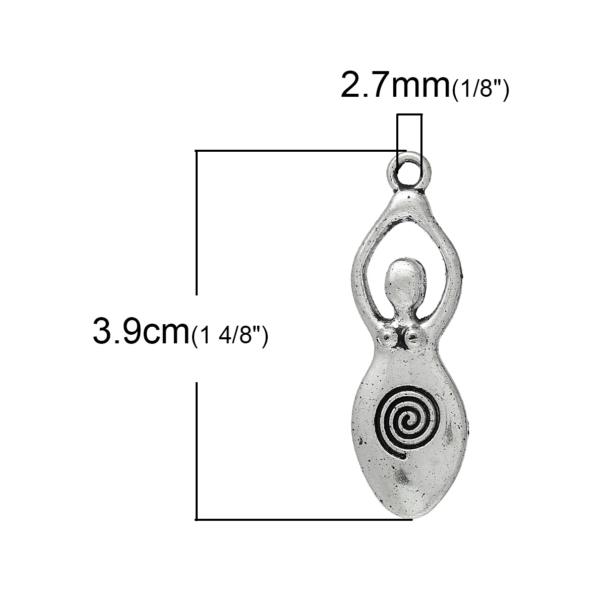 DoreenBeads Charm Pendants Venus Of Willendorf Fertility Goddess Pregnancy Silver Color Color Spiral Carved 39mm x 13mm ,10 PCs