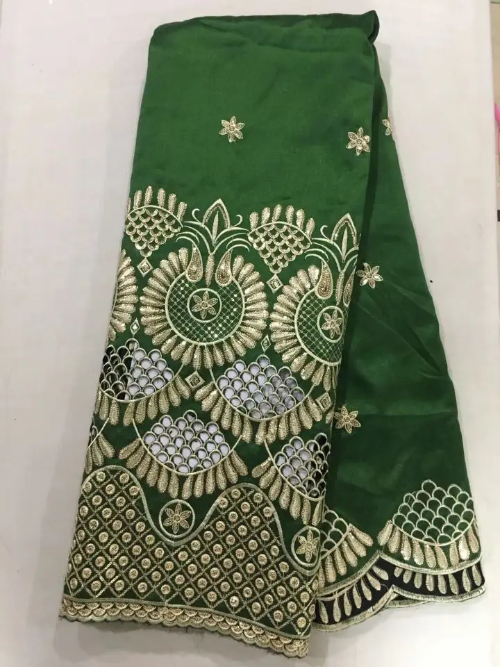 

5 Yards/pc New fashion green cotton fabric with gold sequins design african George lace fabric for clothes OG3-4