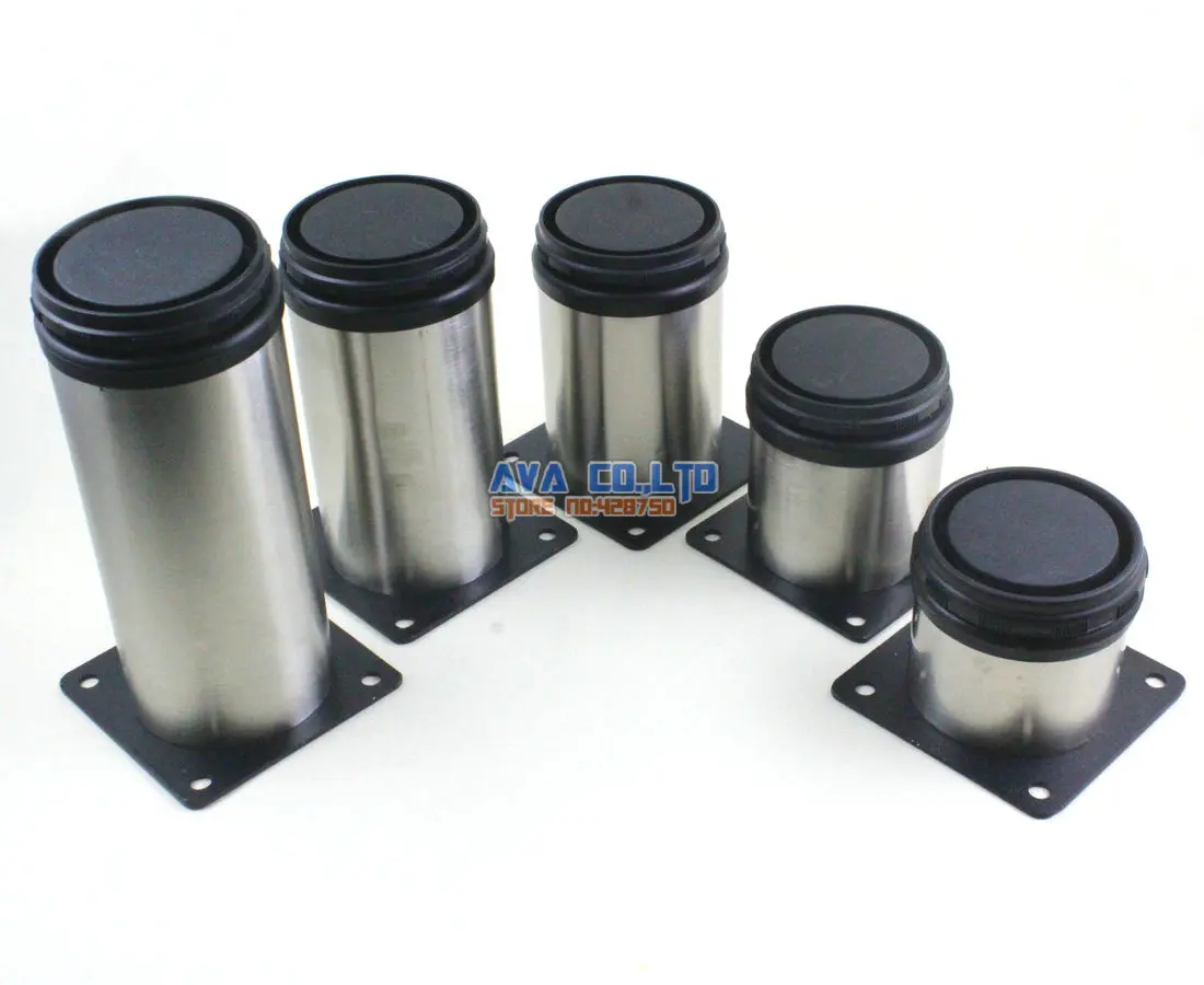 

4 Pieces 200mm Adjustable Stainless Steel Round Furniture Cabinet Leg Cupboard Table Feet