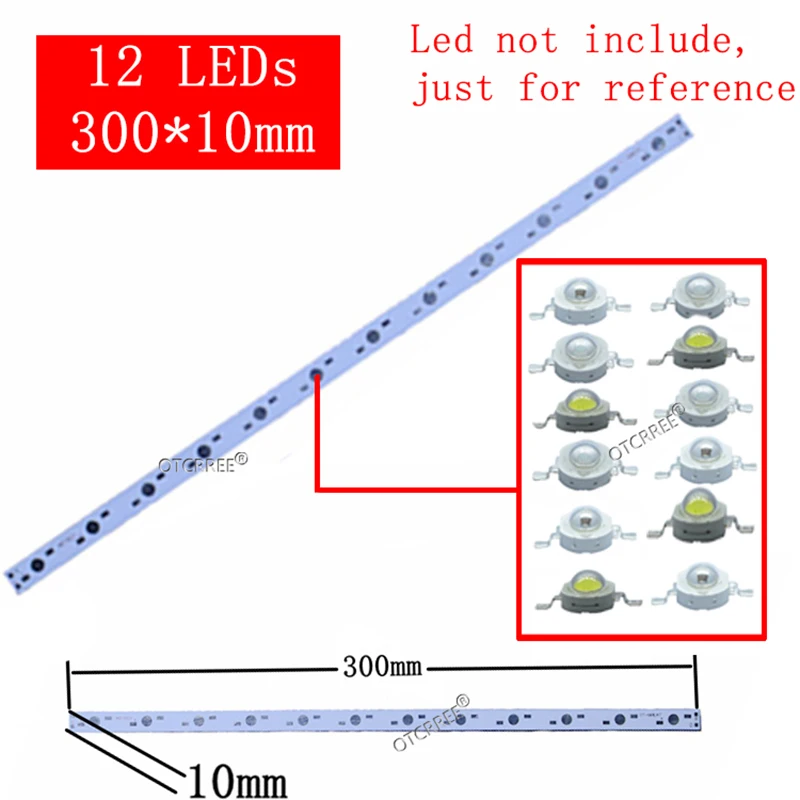 10pcs 1W 3W 5W LED Aluminum Base Plate 76mm 245mm 300mm 500mm PCB Board DIY For 3 9 12 21 10 30 36W Watt High Power Light Beads