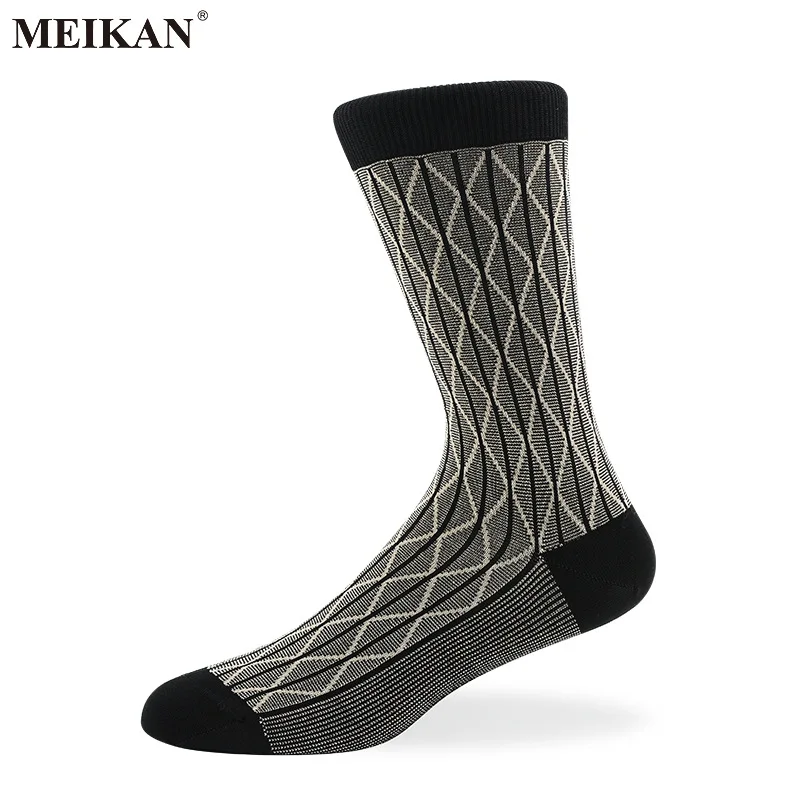 

MEIKANG-Men's Thin Mercerized Cotton Socks, Breathable Business Socks for Leather Shoe, High Quality Brand, MKS2017004