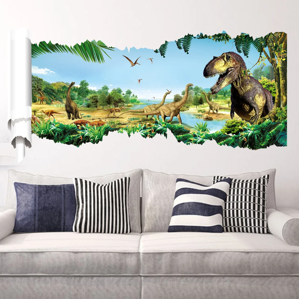 Dinosaur primitive world wall stickers for kids room bedroom nursery classroom wall background decor removable wall decals