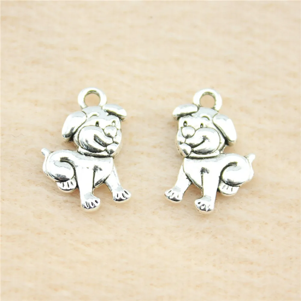 62pcs/lot 17*12mm ancient silver Dog charm Pendants DIY jewelry for bracelet necklace earring