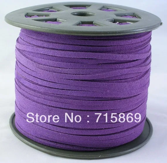 

Free Ship Jewelry DIY Violet 3mm x1.5mm 100Yard (92Meters) Faux Suede Cord Lace Flat Leather Cord