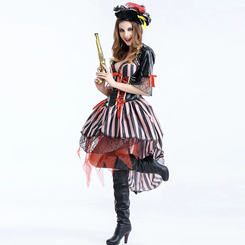 New Design Pirate Costume Women Adult Halloween Carnival Costumes Fantasia Fancy Dress Caribbean Pirates Costume Cosplay Outfits