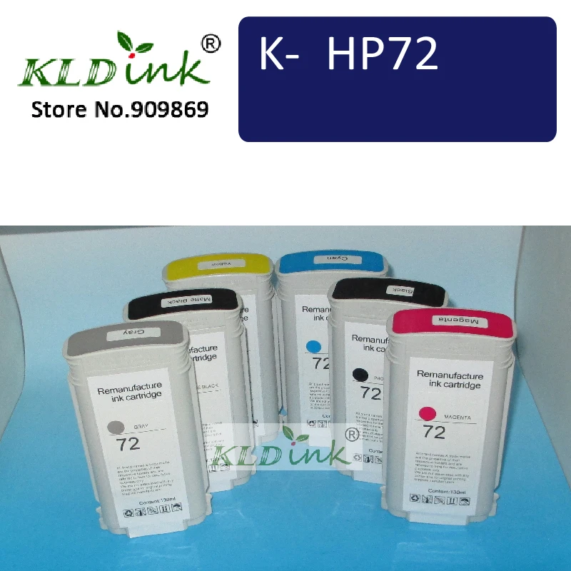 6PK - HP72 Replacement Ink Cartridge for DesignJet T610, T620, T770, T790,  T795 printer