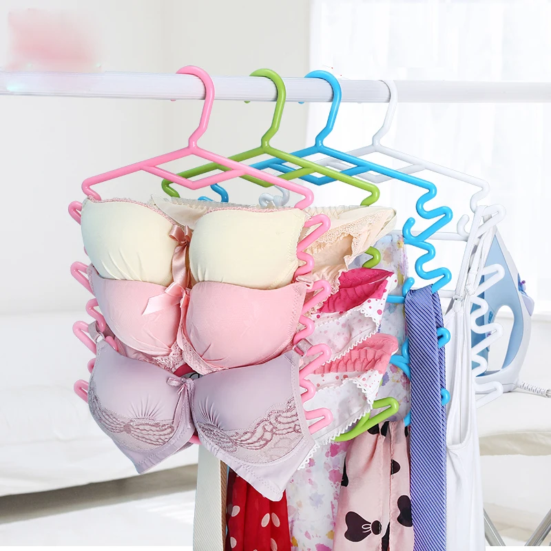 3pcs/lot Plastic slip-resistant seamless hangers household adult hanger underwear clothes hanging  pants rack