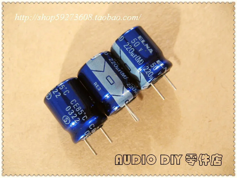 Imagem -02 - Venda Quente 30 Peças 50 Peças Elna Azul Robe Re3 Série 220uf 50v Capacitor Eletrolítico Origl Bolsa Origl Embalagem 2023