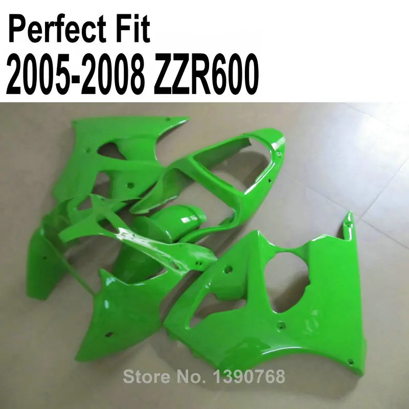 ABS plastic fairing kit for Kawasaki ZZR600  2005 2006 2008 05  07  08 all green Free custom fairings TP35