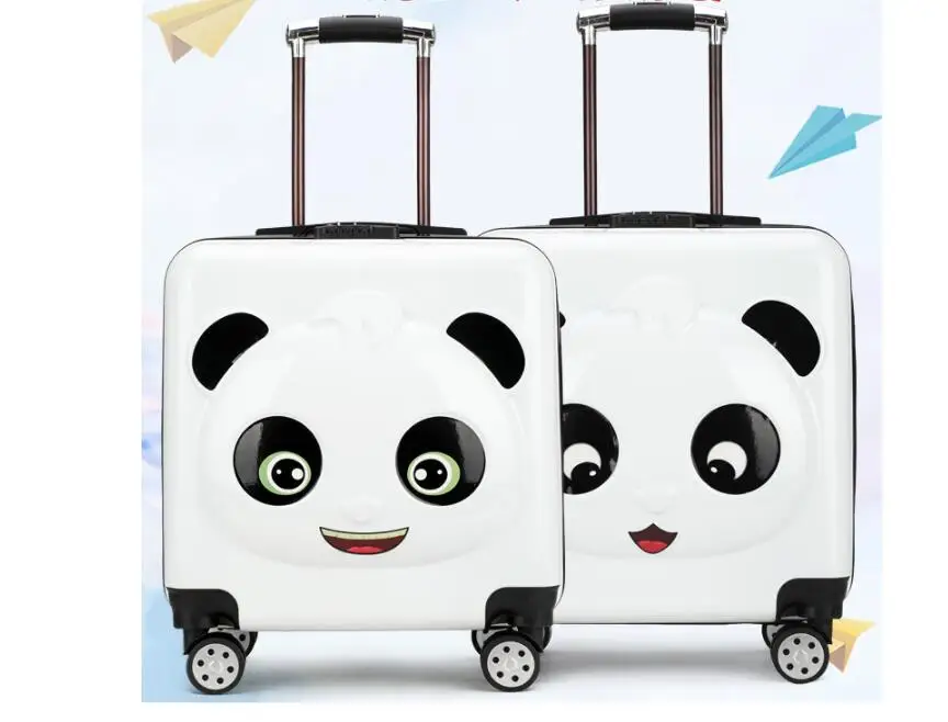 Panda Kid Travel luggage suitcase Trolley bags on wheels Kid wheeled carry on baggage Spinner  Children Rolling suitcase for Boy