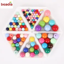 6/8/10/12/14/16mm Shiny Plastic Acrylic Loose Spacer DIY Round Ball Beads Random Mixed 20-200pcs/bag For Jewelry Findings Making