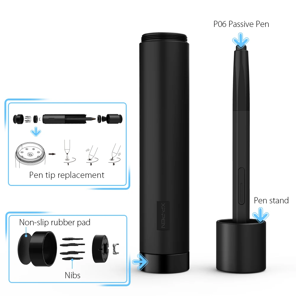 XPPen Deco 02 Graphics Drawing Tablet Pen Tablet with P06 Battery-Free Passive Stylus and Shortcut Keys (8192 levels pressure)