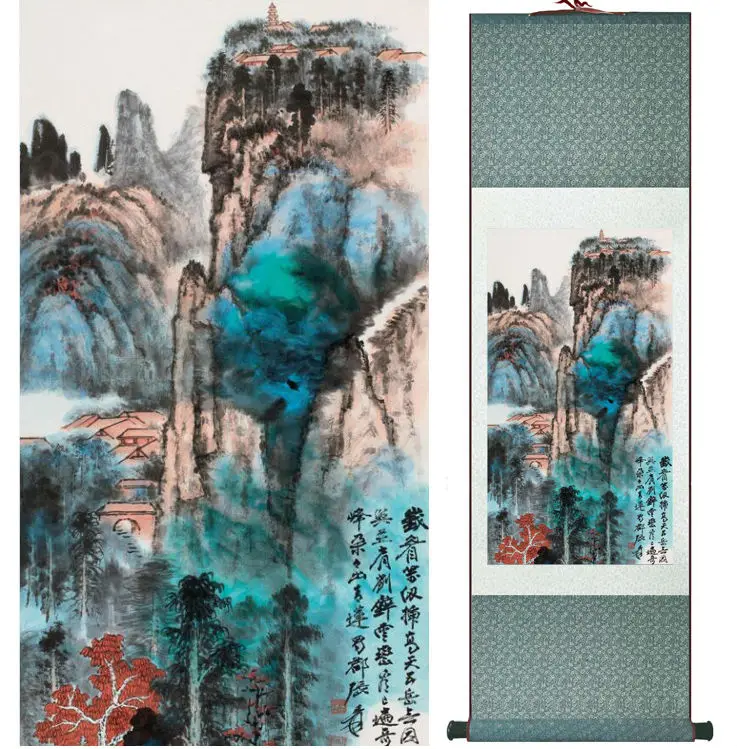 

Zhangdaqian Mountain and River painting Chinese scroll painting landscape art painting home decoration painting 0402025