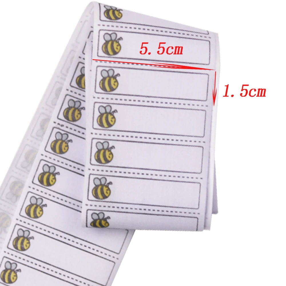 100/200pcs White Washable Iron on Name Labels Bee Pattern Labels Fabric Tags Marker Set for Clothes Accessories