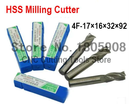 Free shipping 2pcs 17mm 4 Flute HSS & Extended Aluminium End Mill Cutter CNC Bit Milling Machinery tools Cutting tools.