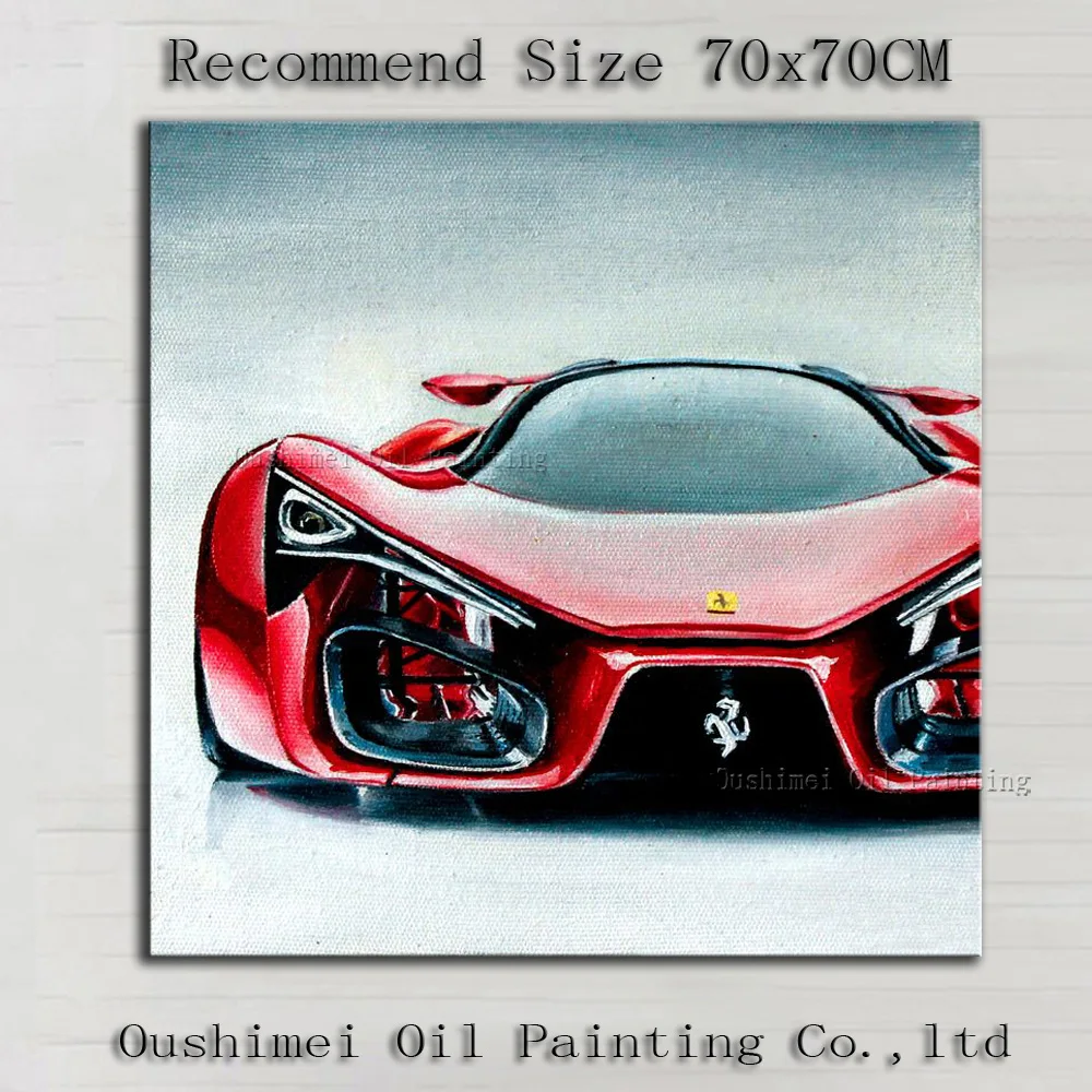 

Professional Artist Handmade High Quality Modern Wall Artwork Beautiful Red Car Oil Painting On Canvas Modern Car Painting