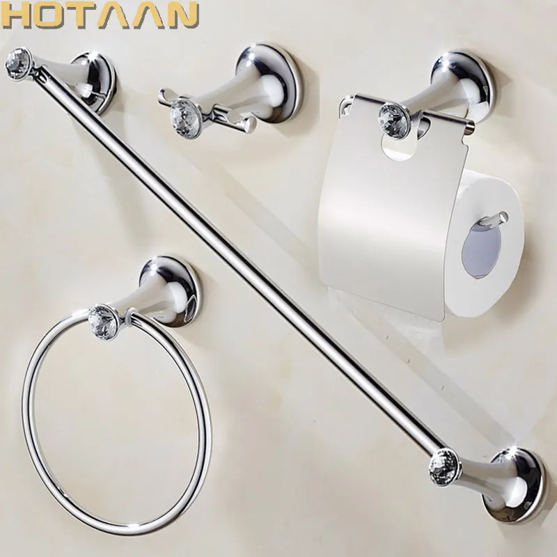 Stainless Steel Chrome Plated Wall Mount Bath Hardware Sets Towel Bar Robe hook Paper Holder Bathroom Accessories Set Dropship