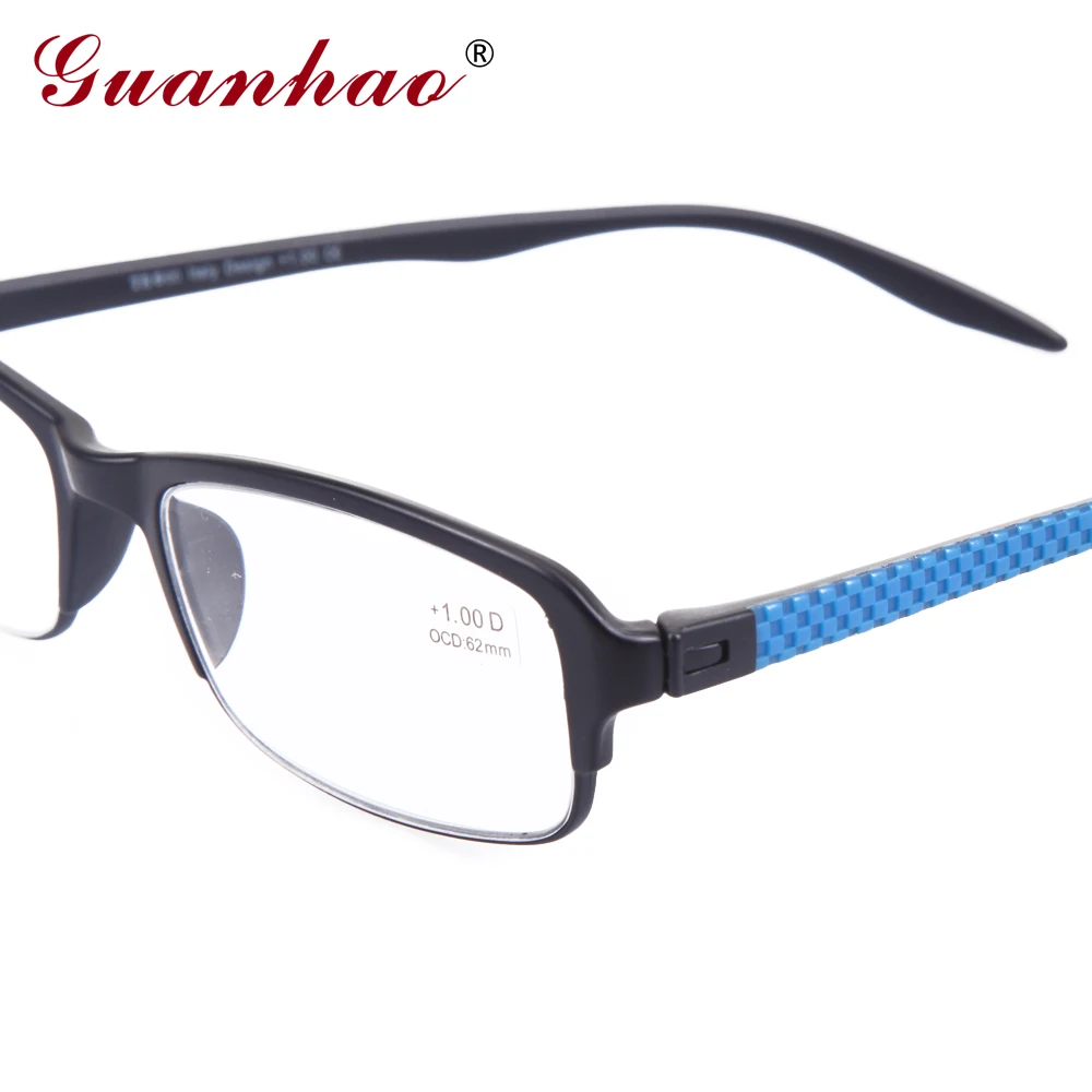 Guanhao Designer Spectacle Reading Glasses TR90 Frame Fashion Hyperopia Colors Men Women Computer Glasses for Sight 1.0 1.5