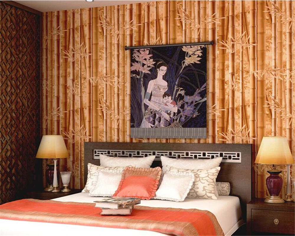 

beibehang Chinese style non woven TV background wallpaper restaurant sofa wall green bamboo wallpaper papel de parede wall paper