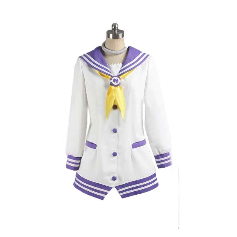 Mk2 Nepgear Purple Sister Cosplay Anime Costume with socks Lolita Party Dress White Purple Uniform 110