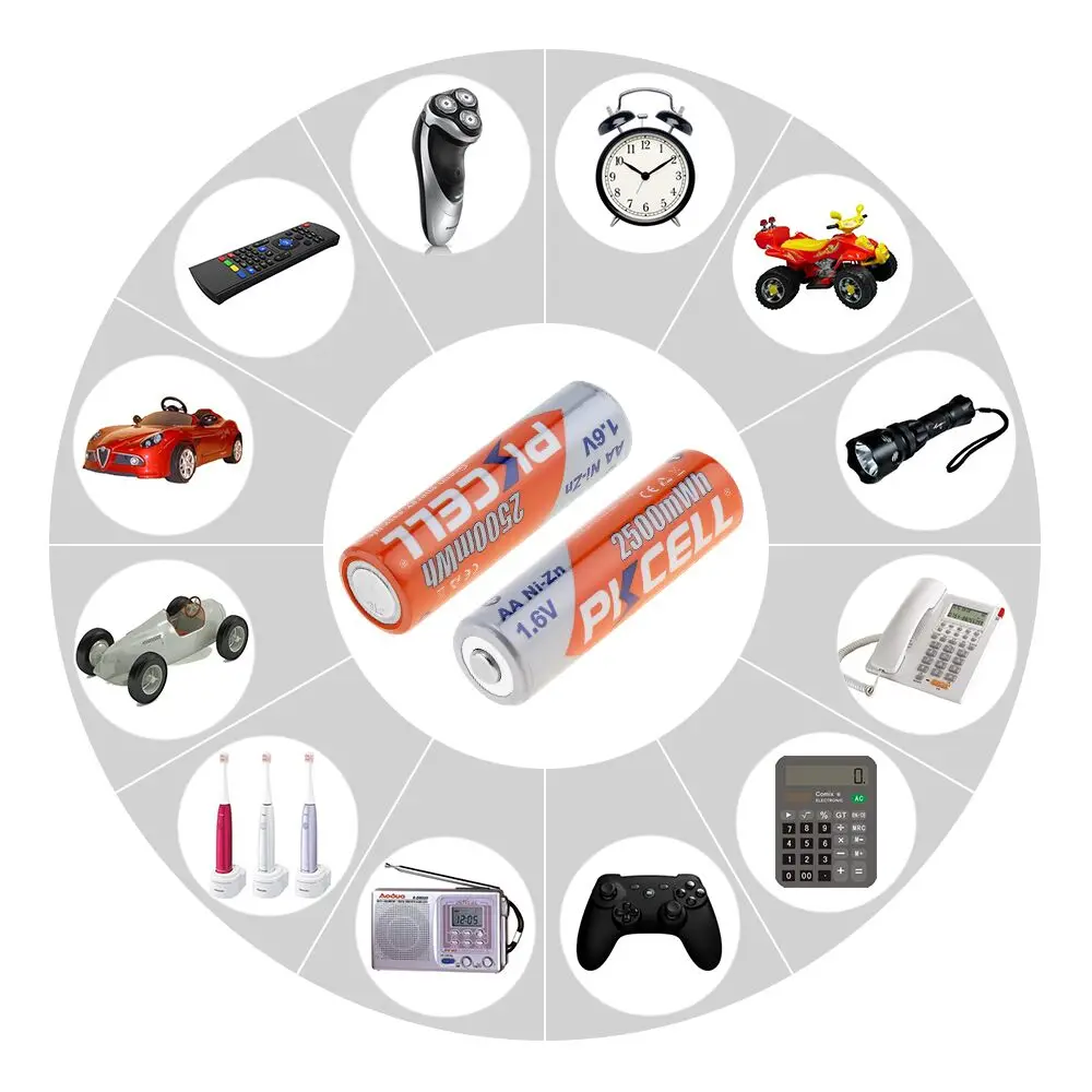 4Pcs X PKCELL Bateria AA Batteries 1.6V Nickel-Zinc 2500mWh Ni-Zn 2A Aa Rechargeable Battery Baterias