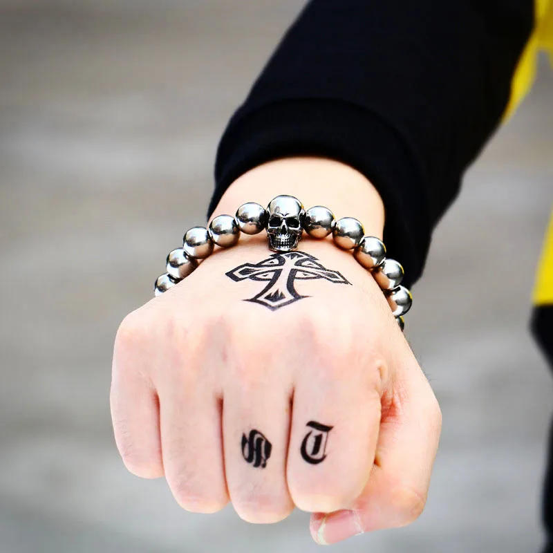 Beier 316L Stainless Steel bracelet punk skull ball Bracelet For Vintage  fashion Style Men\'s Bracelet Jewelry HSS006