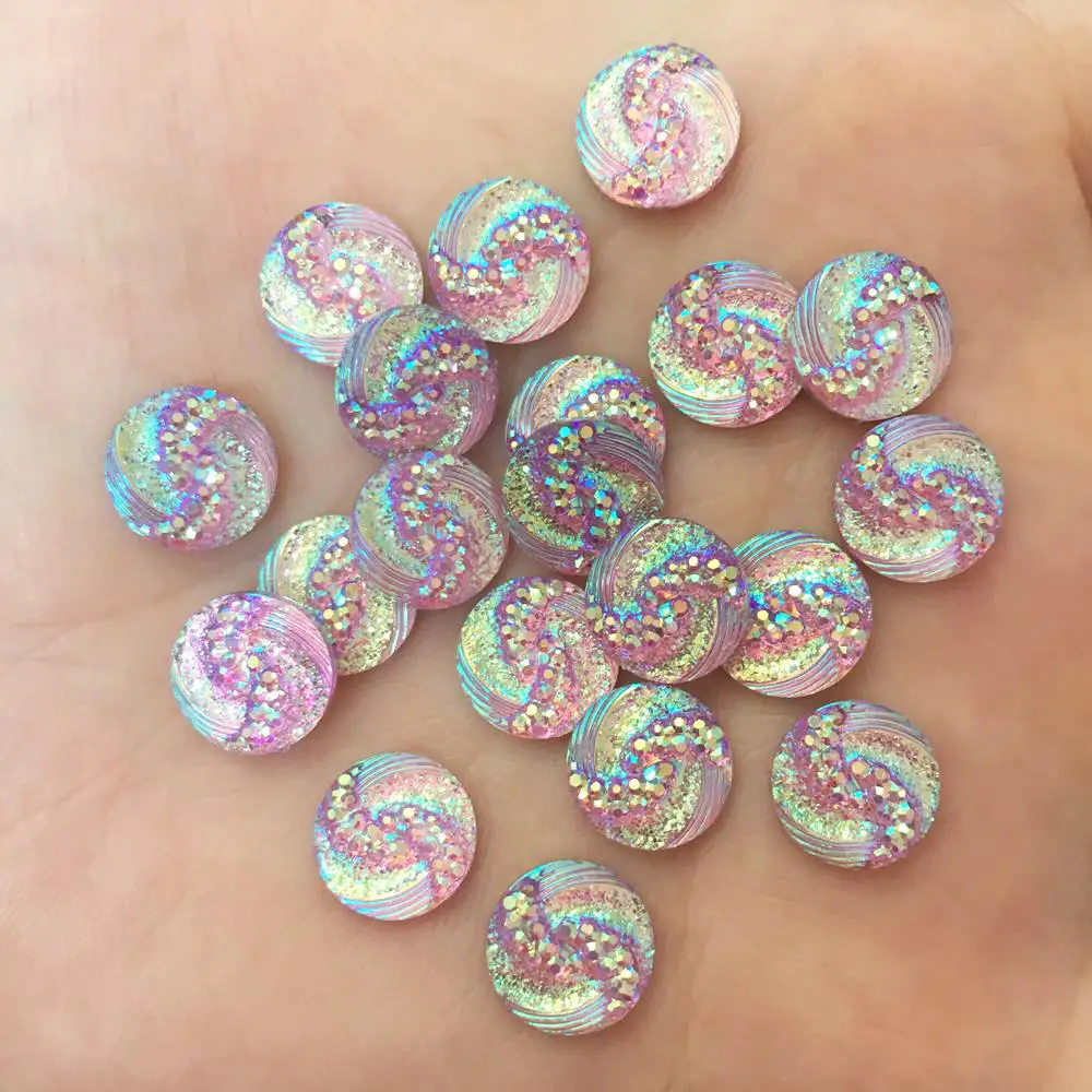 100PCS  AB Resin 3D Phoenix Tail 10mm round Flat back rhinestone scrapbook Embellishme DIY Wedding for clothing applique SW22