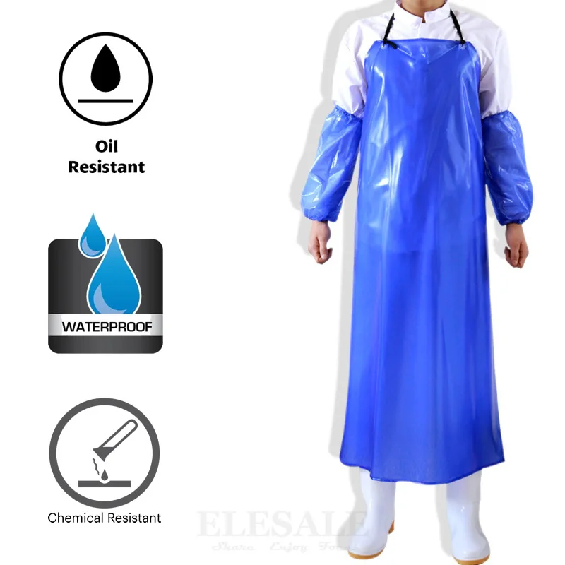 High Quality Waterproof Oil-Resistant PVC Apron Sleeves Butcher Fisher Unisex Thick Work Safety Reusable Apron Kitchen Clean