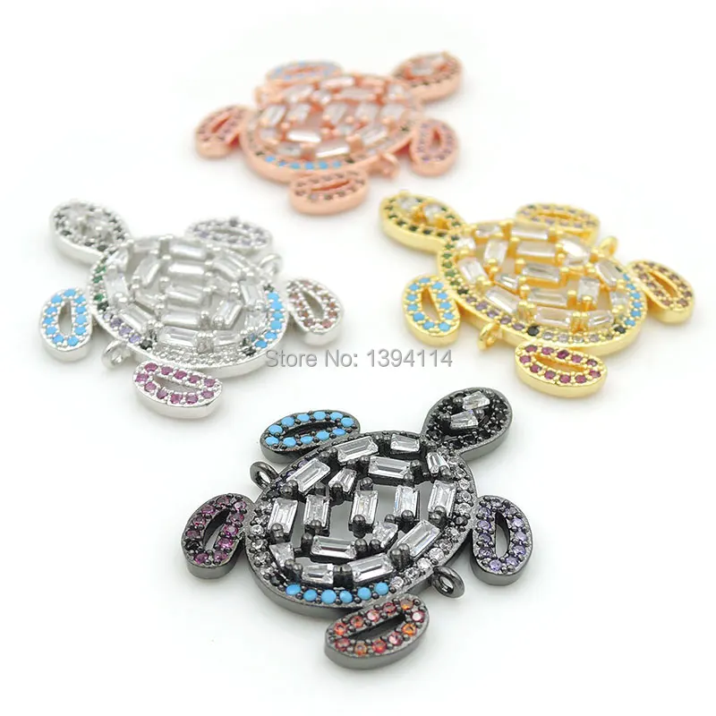 

28*22*3mm Micro Pave CZ Of Mixing Colors Tortoise Connector Fit For Women As DIY Bracelets Accessory