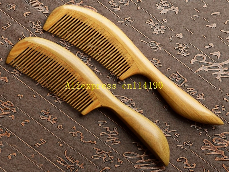 

20pcs/lot 20cm Loghth High quality Pure handmade Long tail Green Sandalwood comb Hair tools for Wedding Party gift