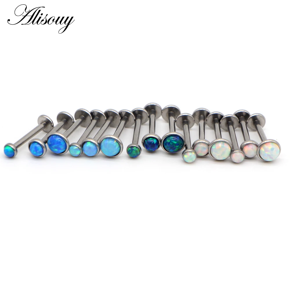 1Pc 16G Opal Piercing Labret Stud Langue Lip Stud Piercing Ear Cartilage Ear Stud Ombligo Earring Ear Piercing Body Jewelry