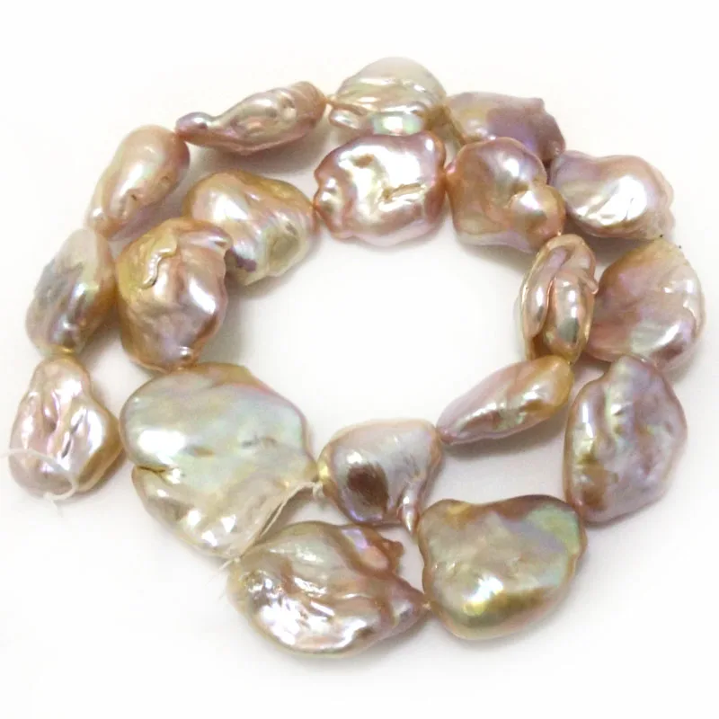 

16 inches 19-25mm Natural Pink Flat Large Baroque Pearl Loose Strand