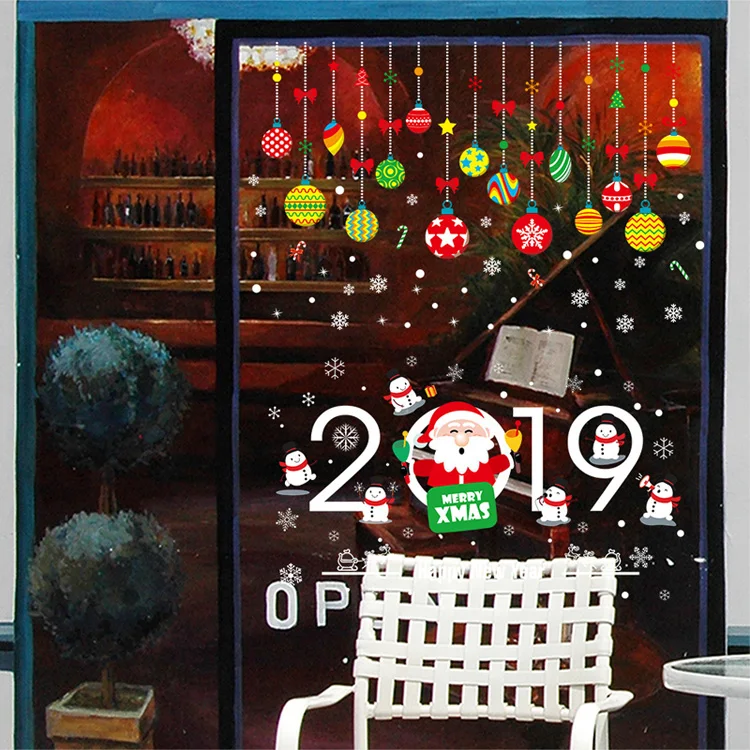 Weihnachten Farbe Ball Ornamente Wanda uf kleber Schlafzimmer Wohnzimmer Glasfenster Kunst Aufkleber für Heim textilien Neujahr Tapete – Detail 4