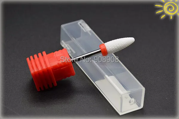 1 PZ Bianco Ceramica Fine Fiamma Punte di Trivello del Chiodo di Cura di Bellezza Nail Art File Salon Manicure Pedicure Macchina Elettrica Trapano strumenti