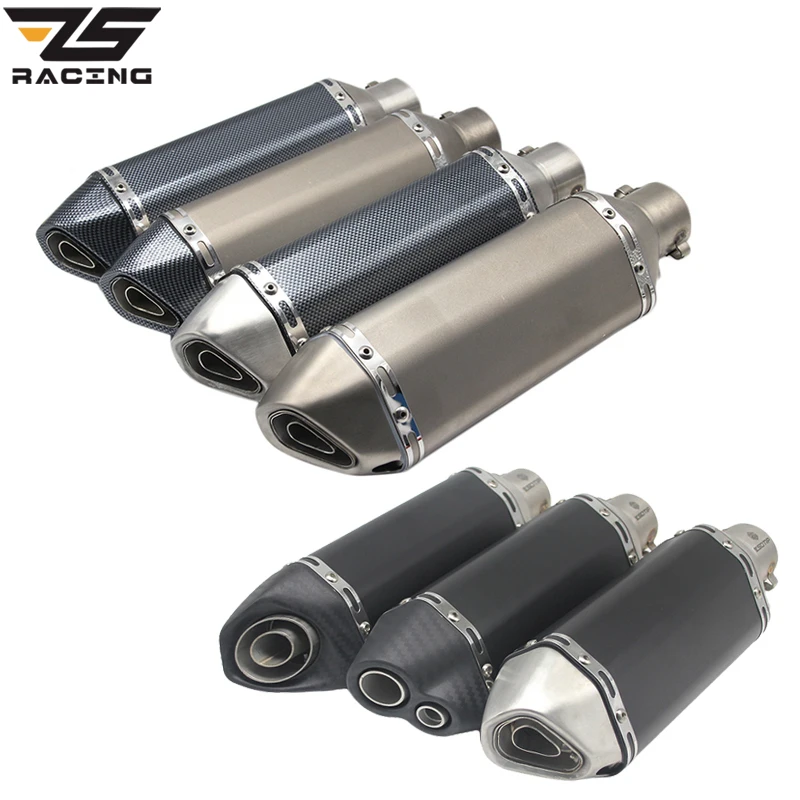 ZS Racing Universal Motorcycle AK Exhaust for Yoshimura Muffler Pipe Scooter For FZ6 CBR250 CB600 MT07 ATV Dirt Pit Bike