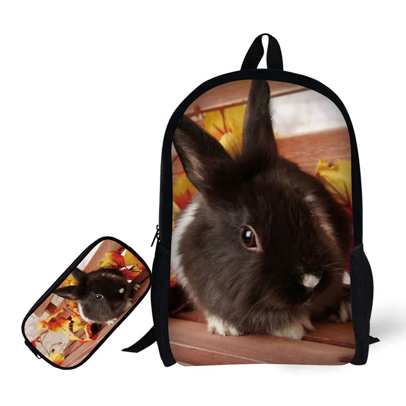 

Pet rabbit pig Printing Children Backpack+Pencil case for High School Backpacks for Primary school students Teenagers Mochila