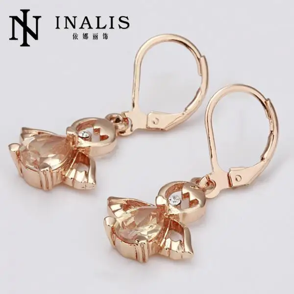 INALIS Angel Stud Earring Earings Fashion Gold Color Crystal Earrings for Women Nickel Free Wholesale Jewelry  E030